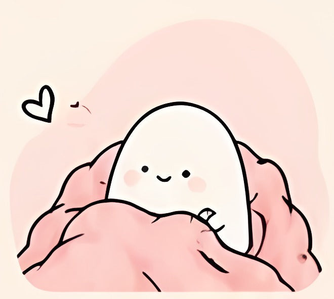 Carol avvolta in una coperta rosa, con solo il viso che spunta